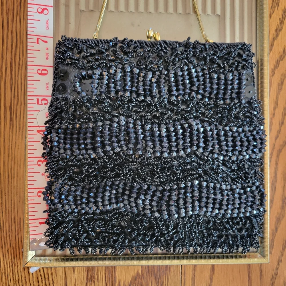 Walborg Richere Black Beaded Purse ~ Vintage ~ 1960s ~ Exquisite! ~ Loose Beads - Picture 12 of 16